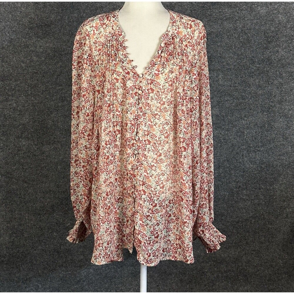 Torrid Sheer Long Sleeve Floral Blouse Size 4X CV6318